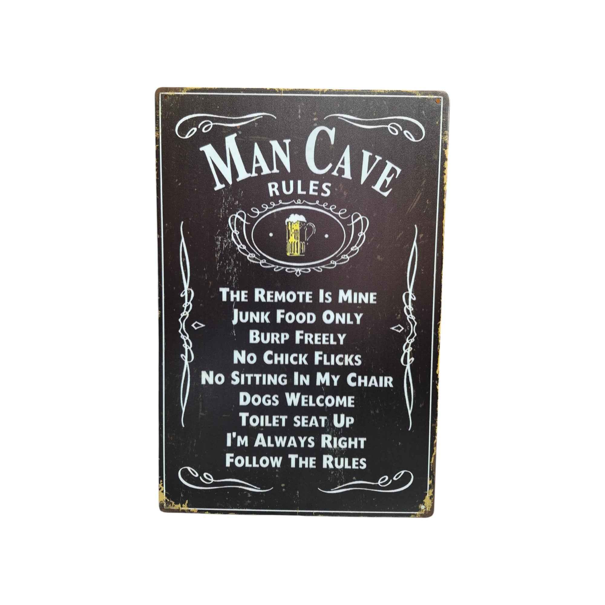 Man Cave Rules Metal Sign – Jack Daniel's Style