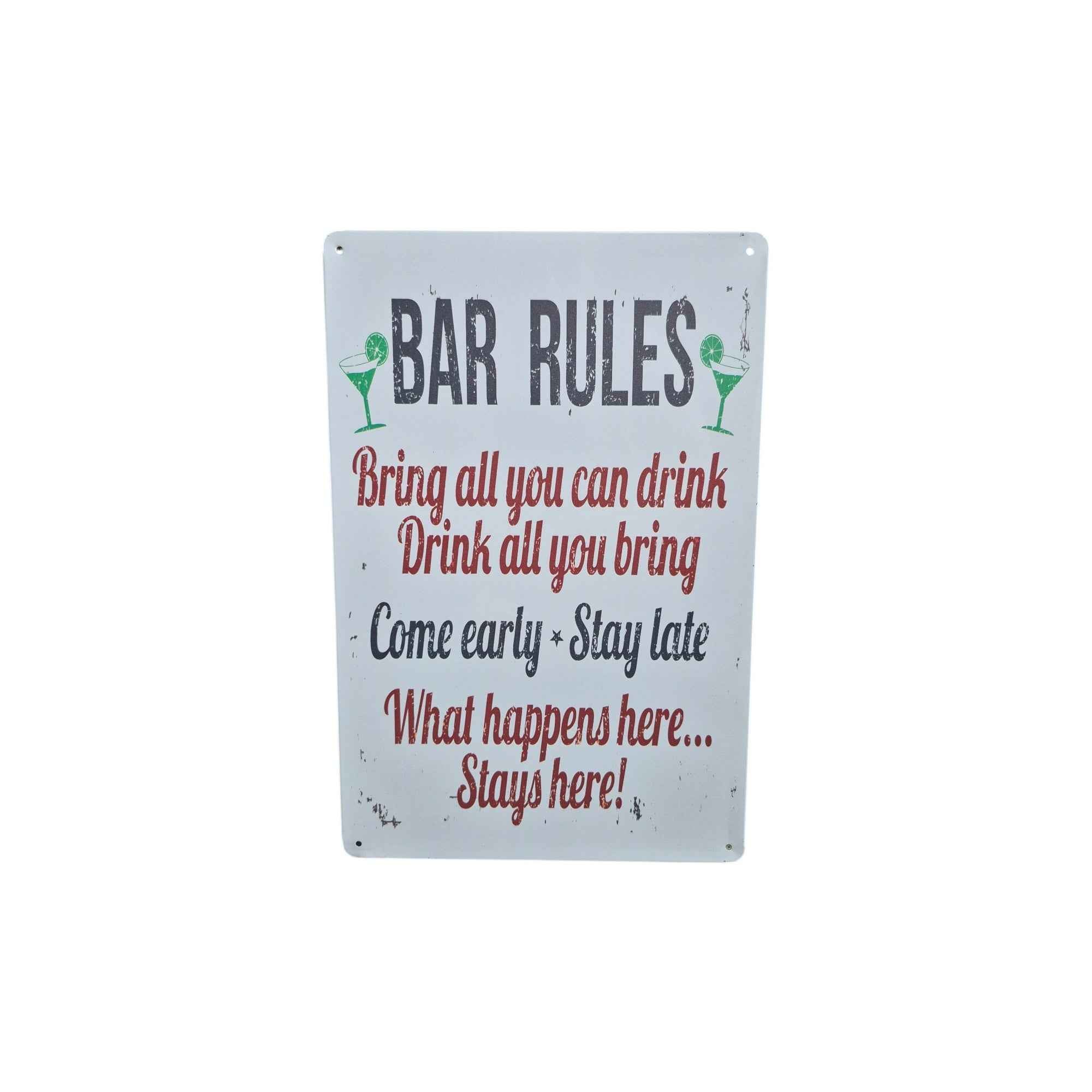 Bar Rules Metal Sign