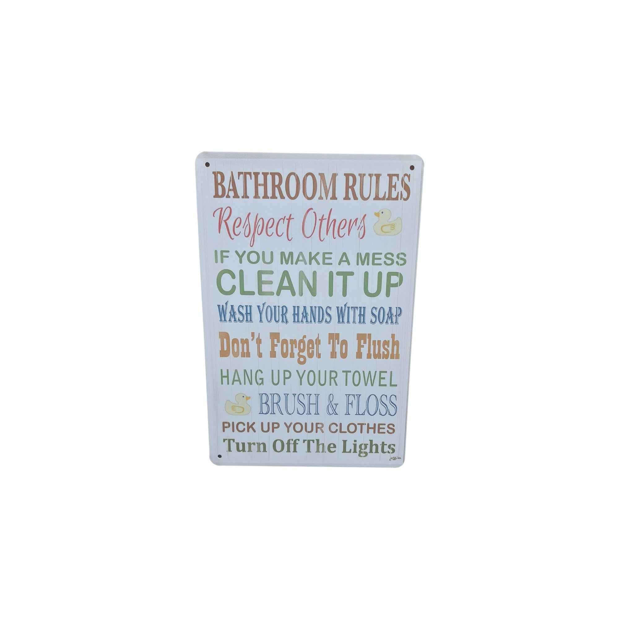 Bathroom Rules Metal Sign