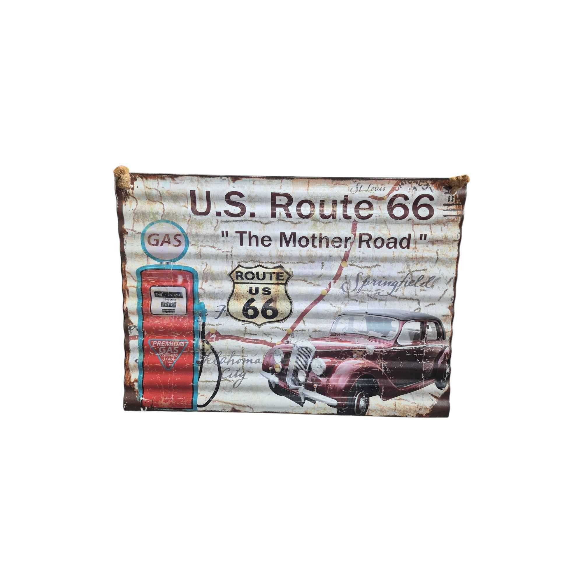 U.S Route 66 – The Mother Road Corrugated Metal Sign