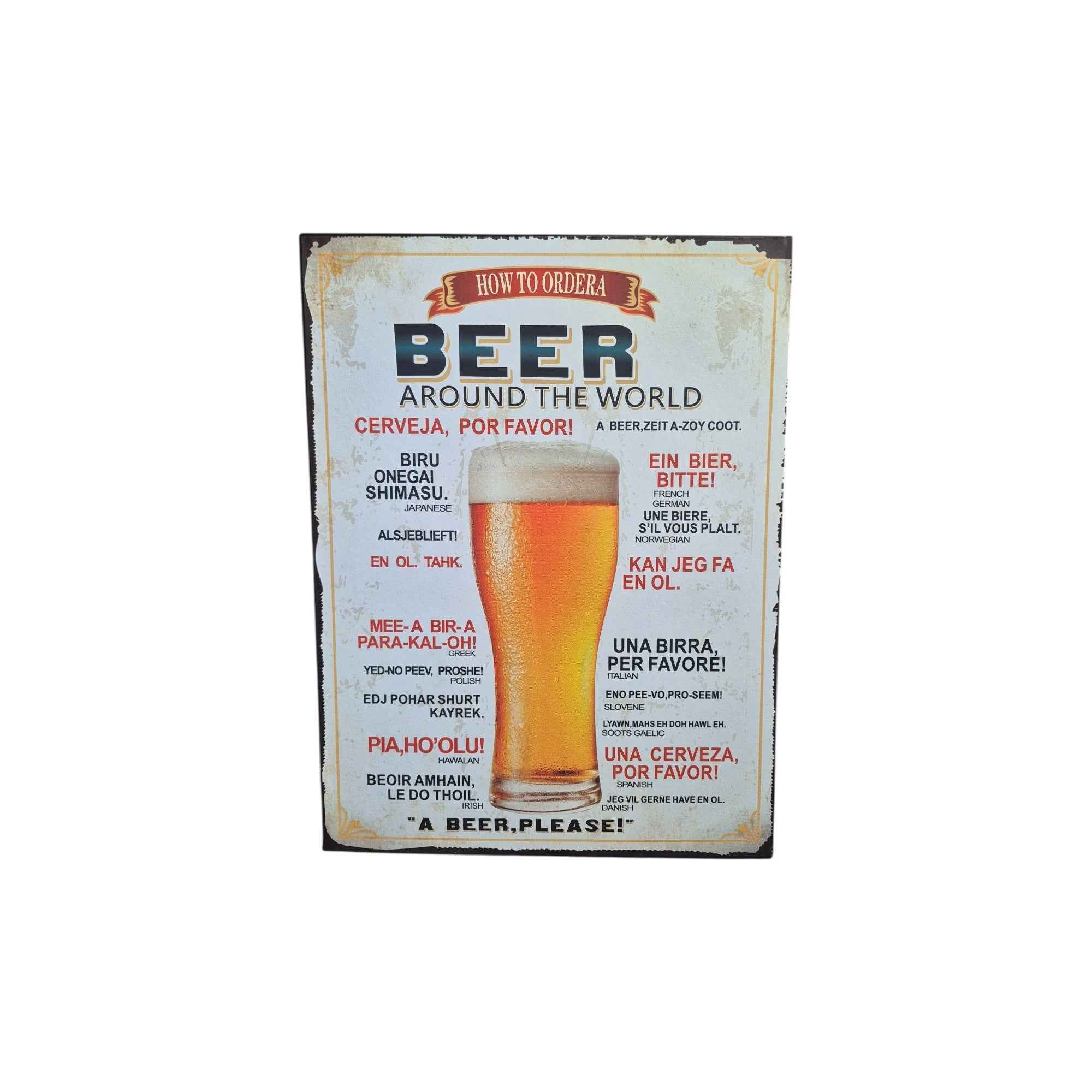 How to Order a Beer Around the World Metal Sign