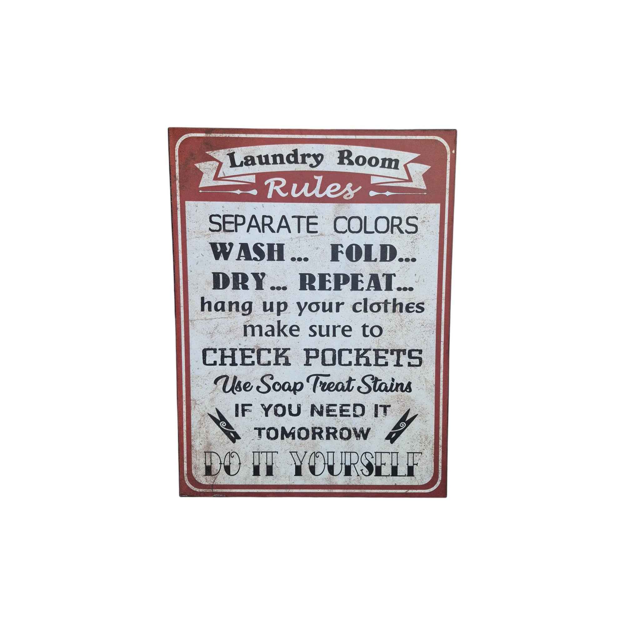 Laundry Room Rules Metal Sign