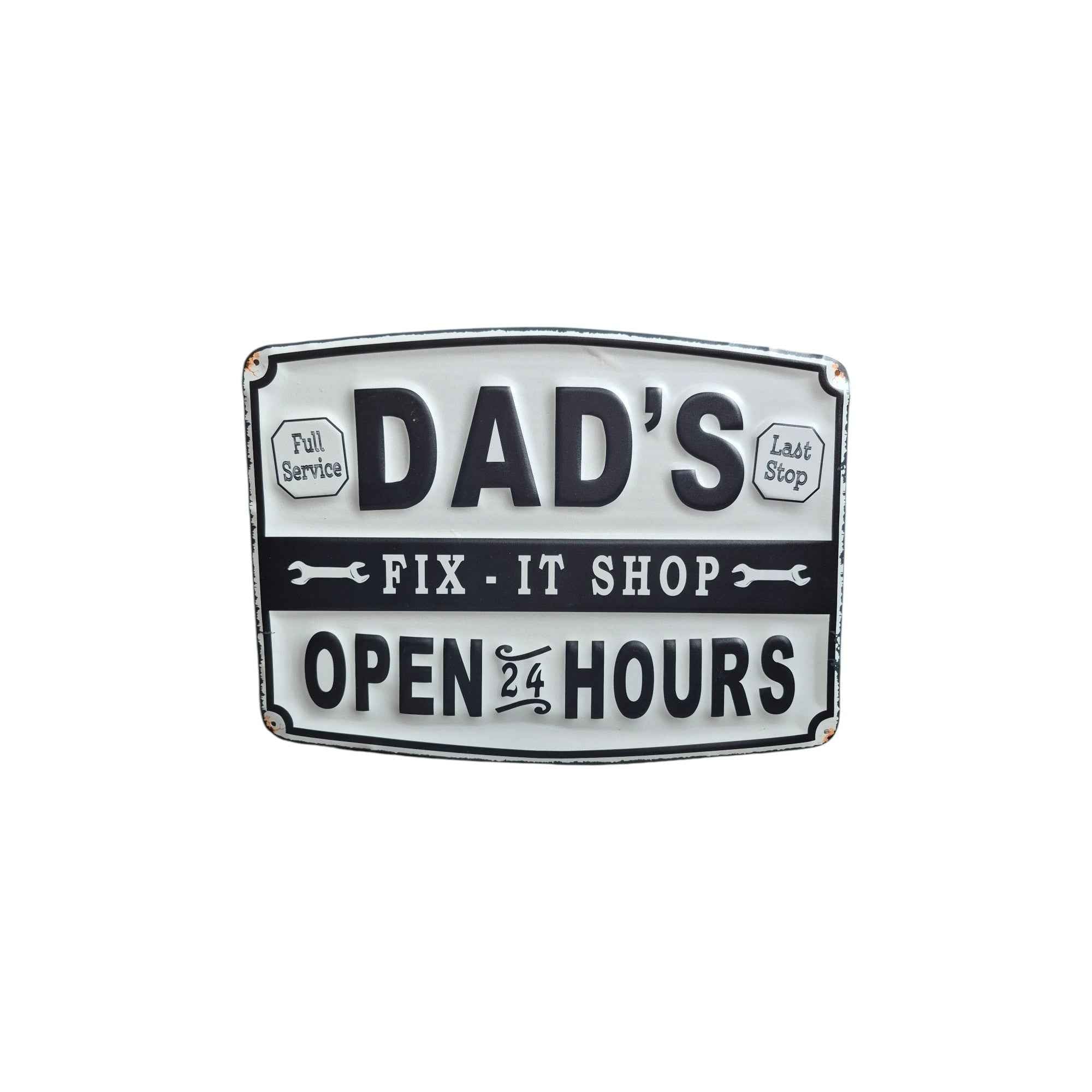 Dad's Fix-It Shop – Open 24 Hours Metal Sign