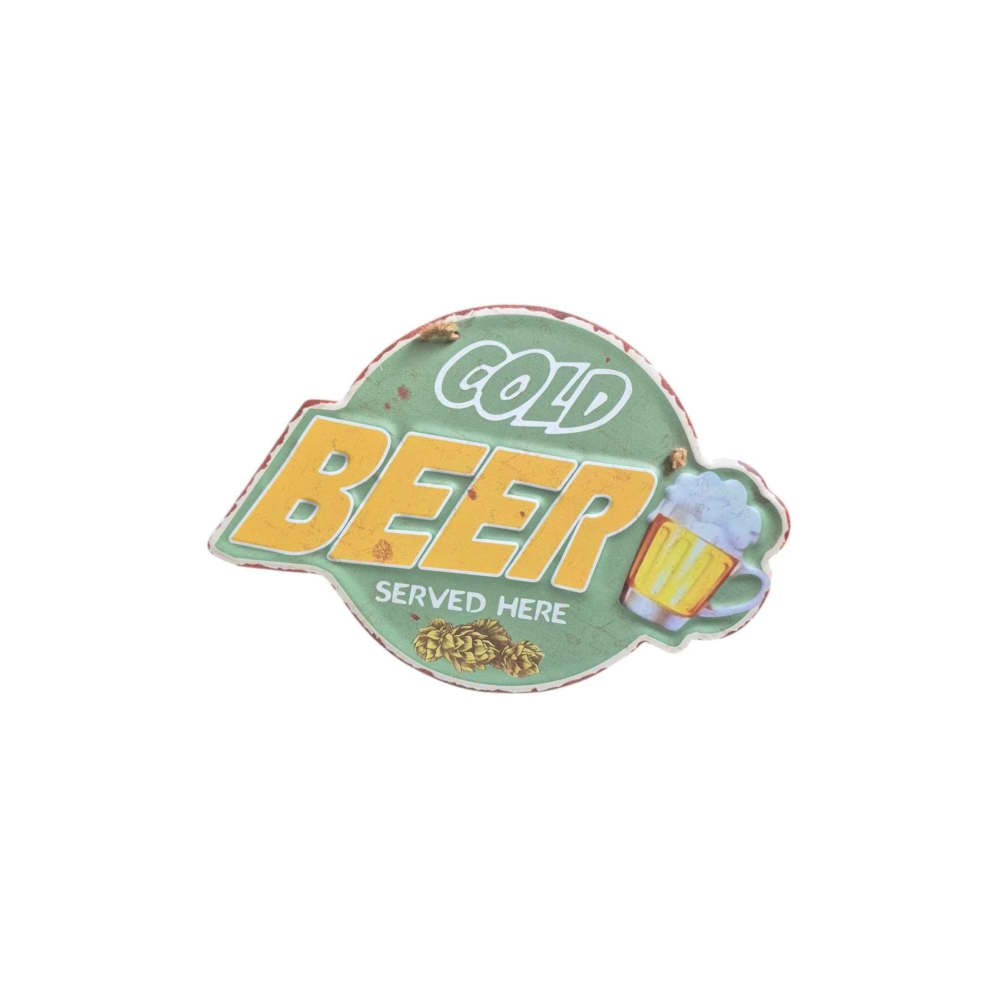 Cold Beer Served Here Vintage Metal Sign