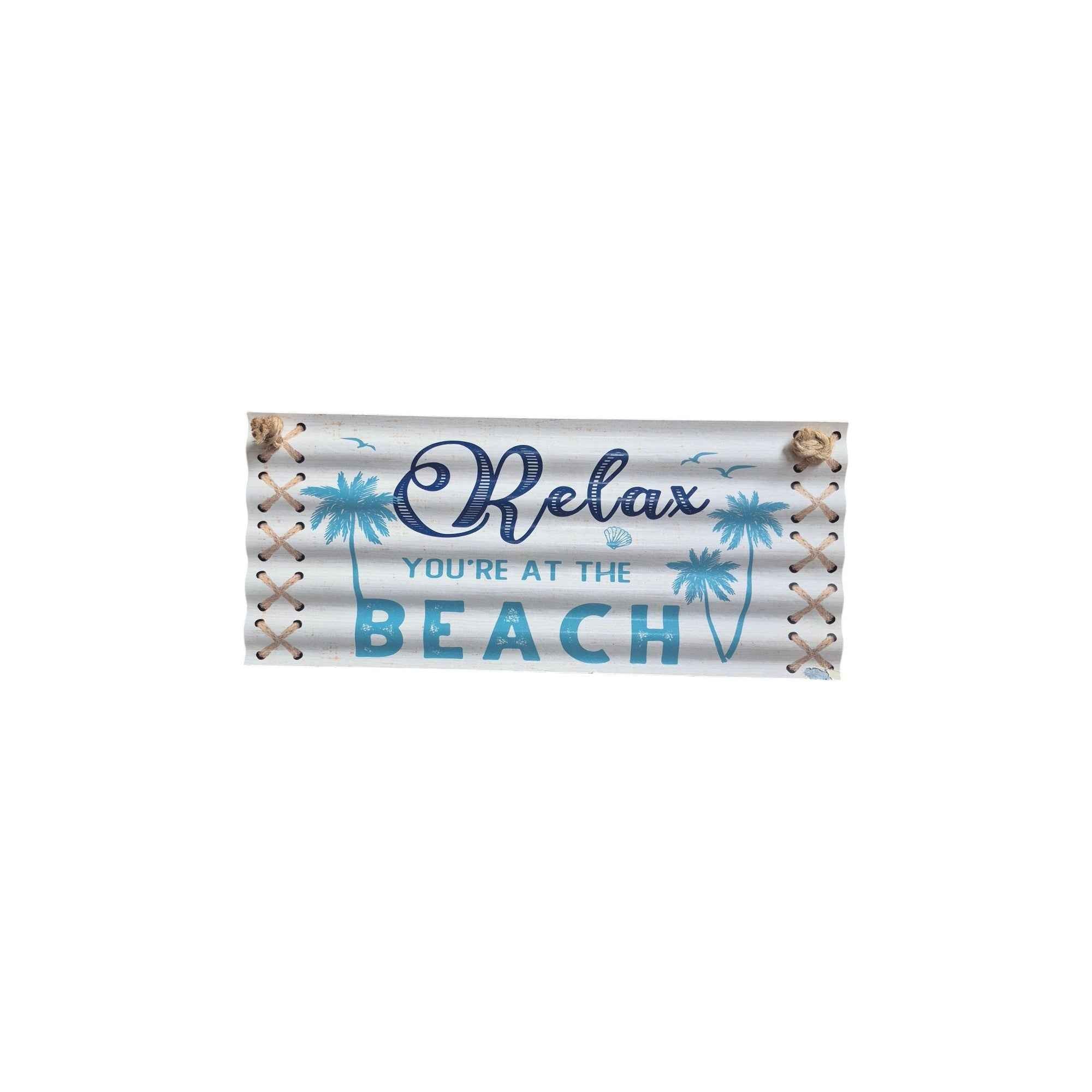 Relax, You're at the Beach Corrugated Metal Sign