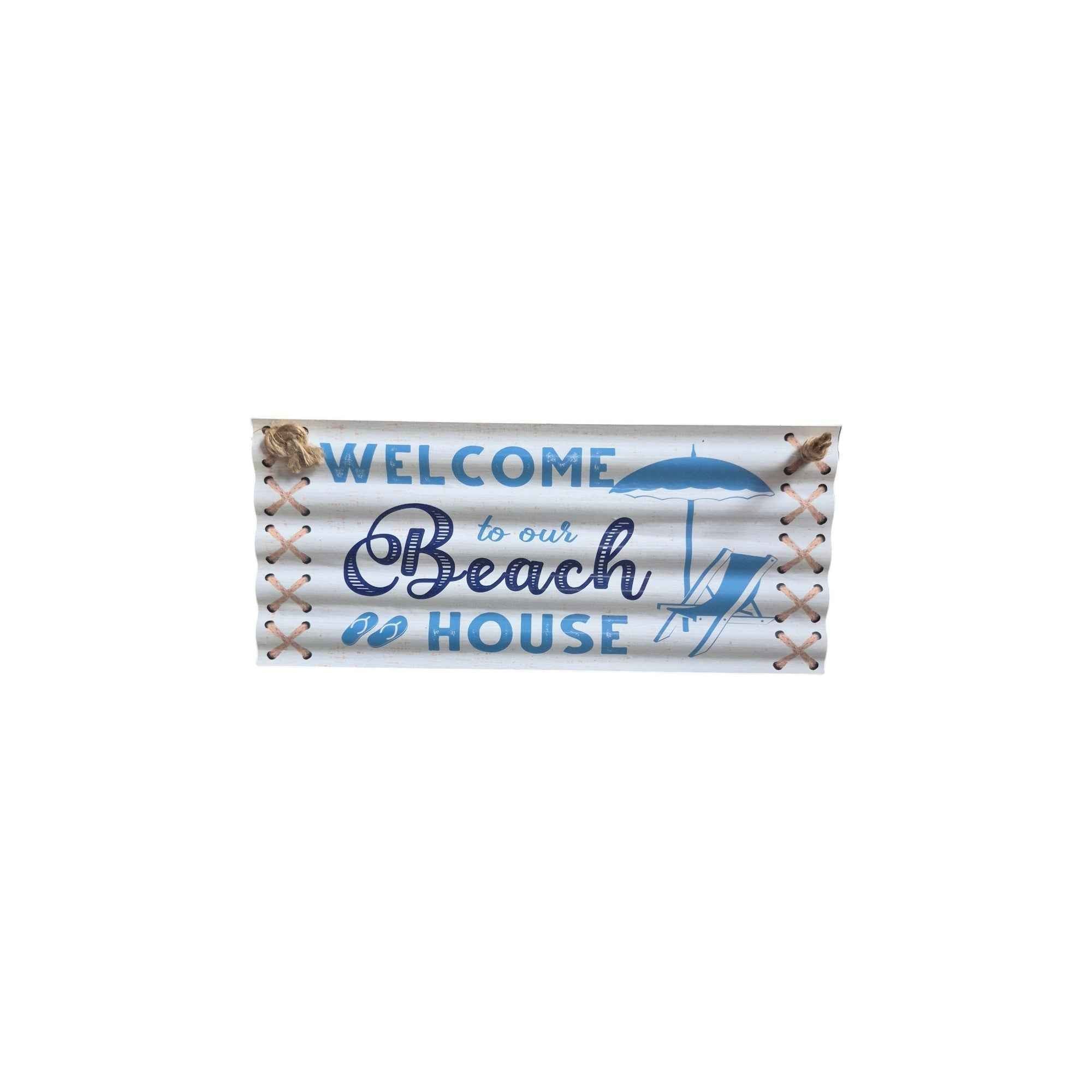 Welcome to Our Beach House Corrugated Metal Sign
