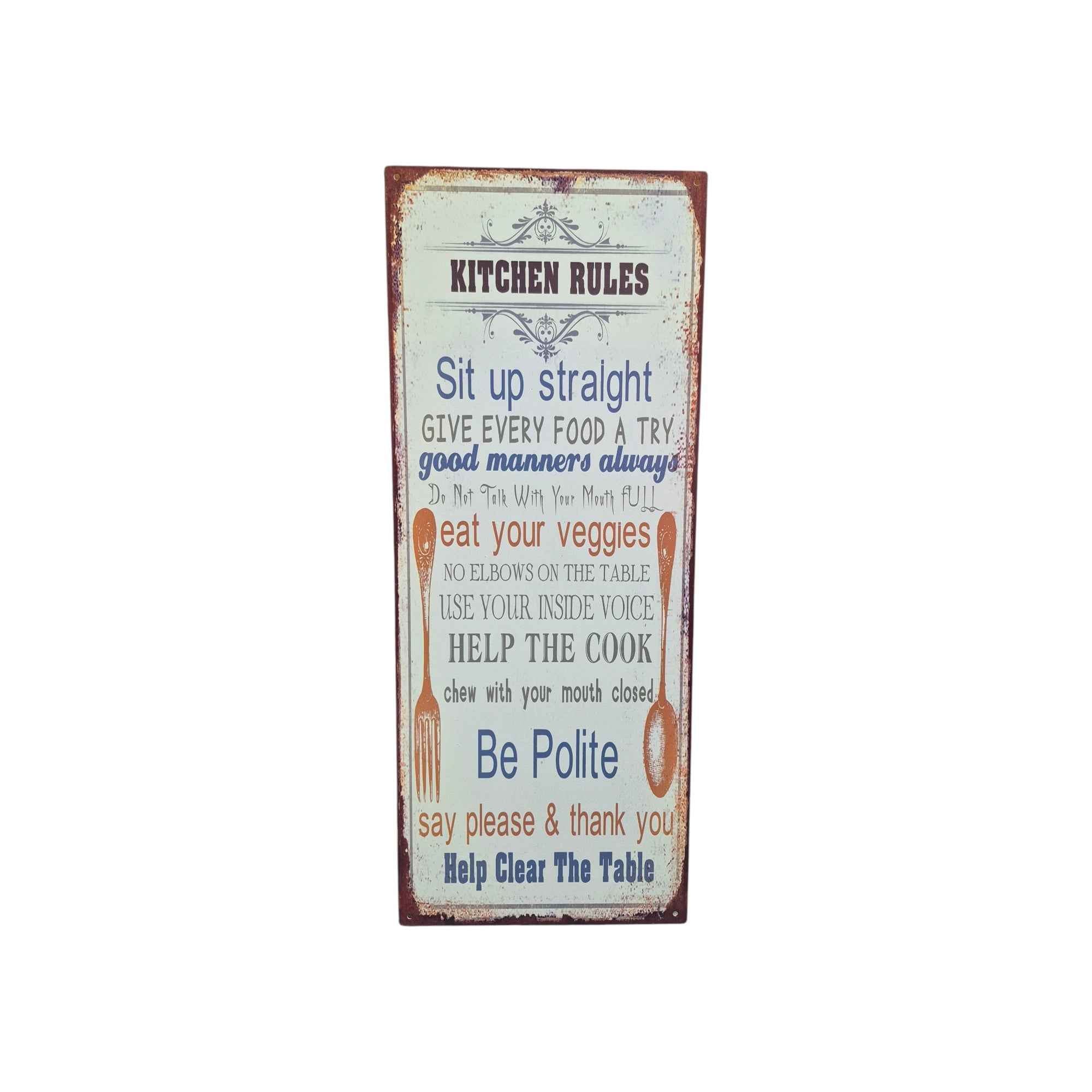 Kitchen Rules Metal Sign