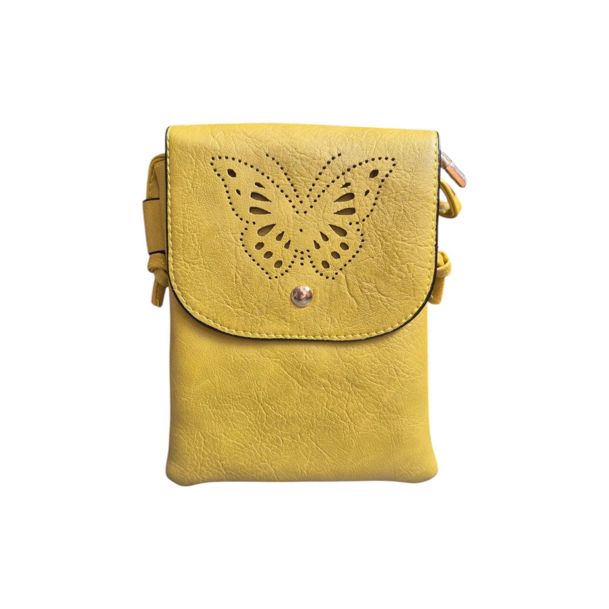 Loren Boyd butterfly laser cut crossbody phone bag with intricate butterfly design and compact handbag style. nz