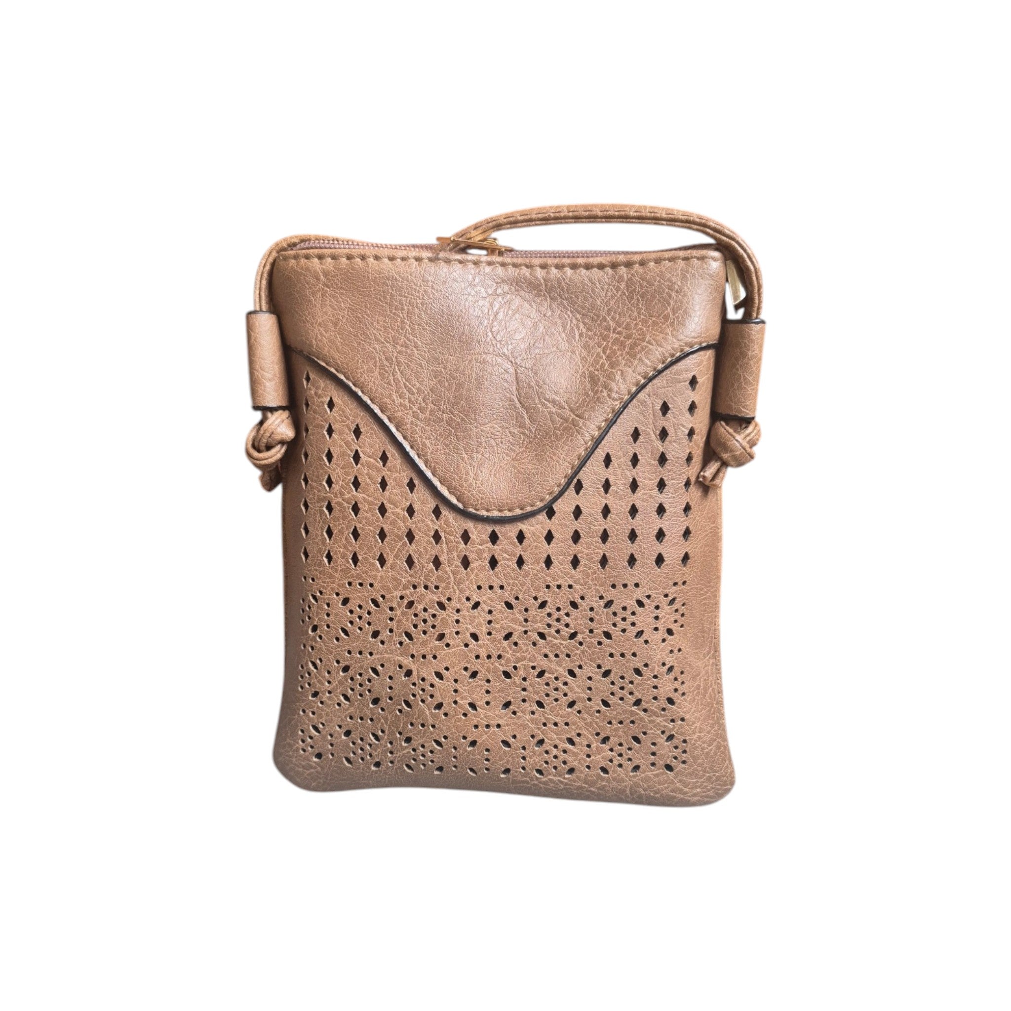 Laser Cut Flap Crossbody Bag Chocolate Brown nz