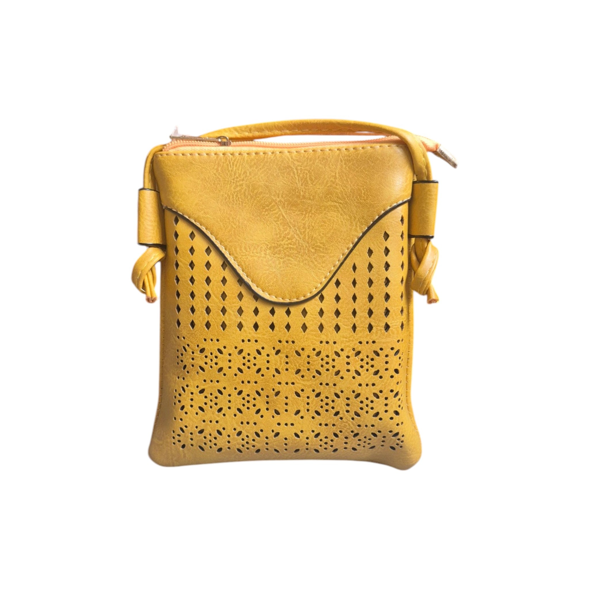 Laser Cut Flap Crossbody Bag Marigold nz