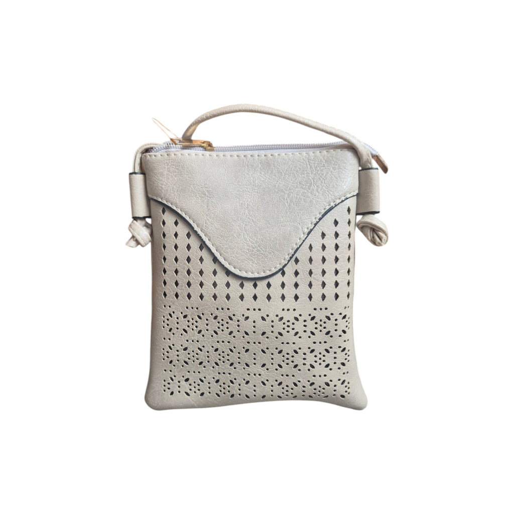Laser Cut Flap Crossbody Bag Grey Nz