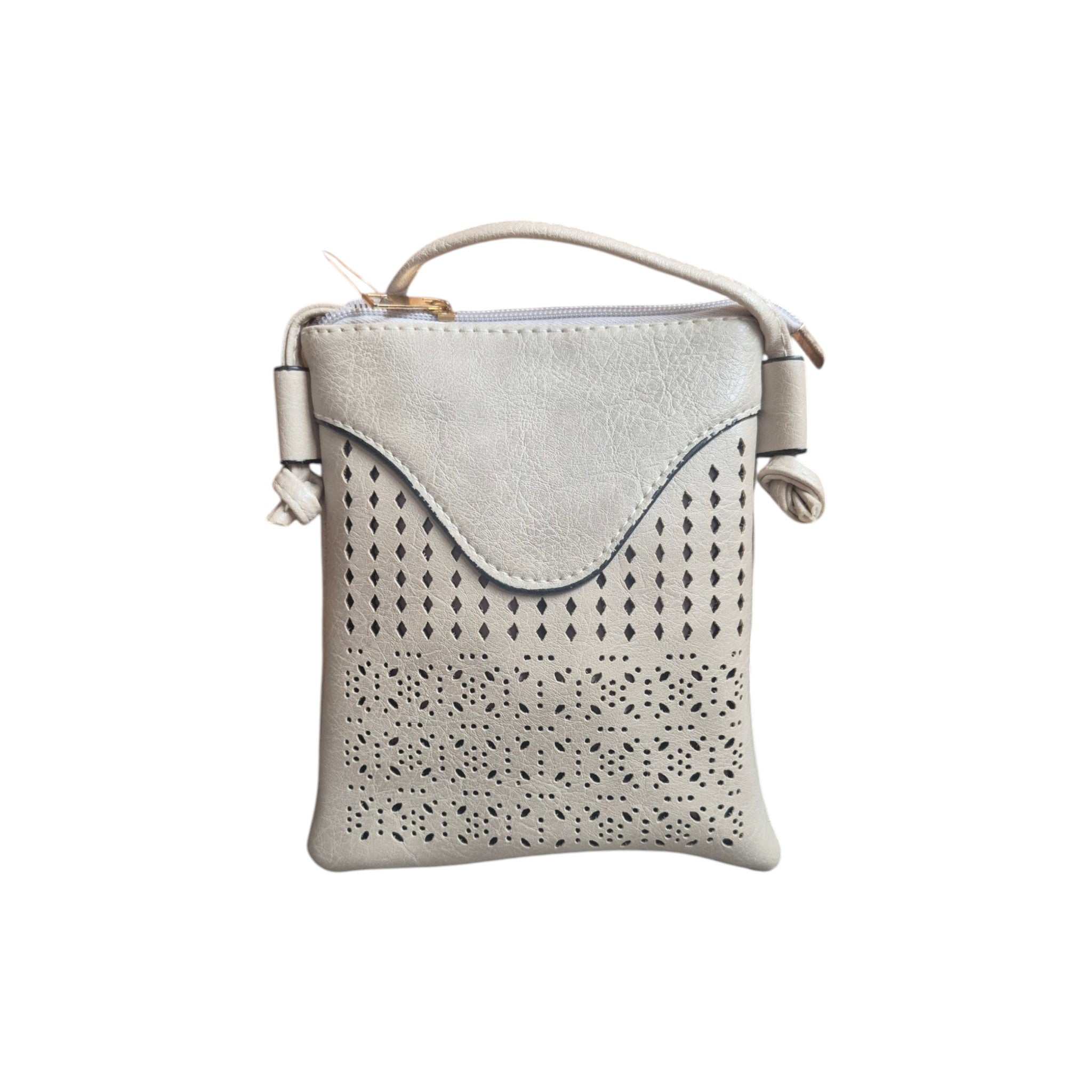 Laser Cut Flap Crossbody Bag Grey Nz