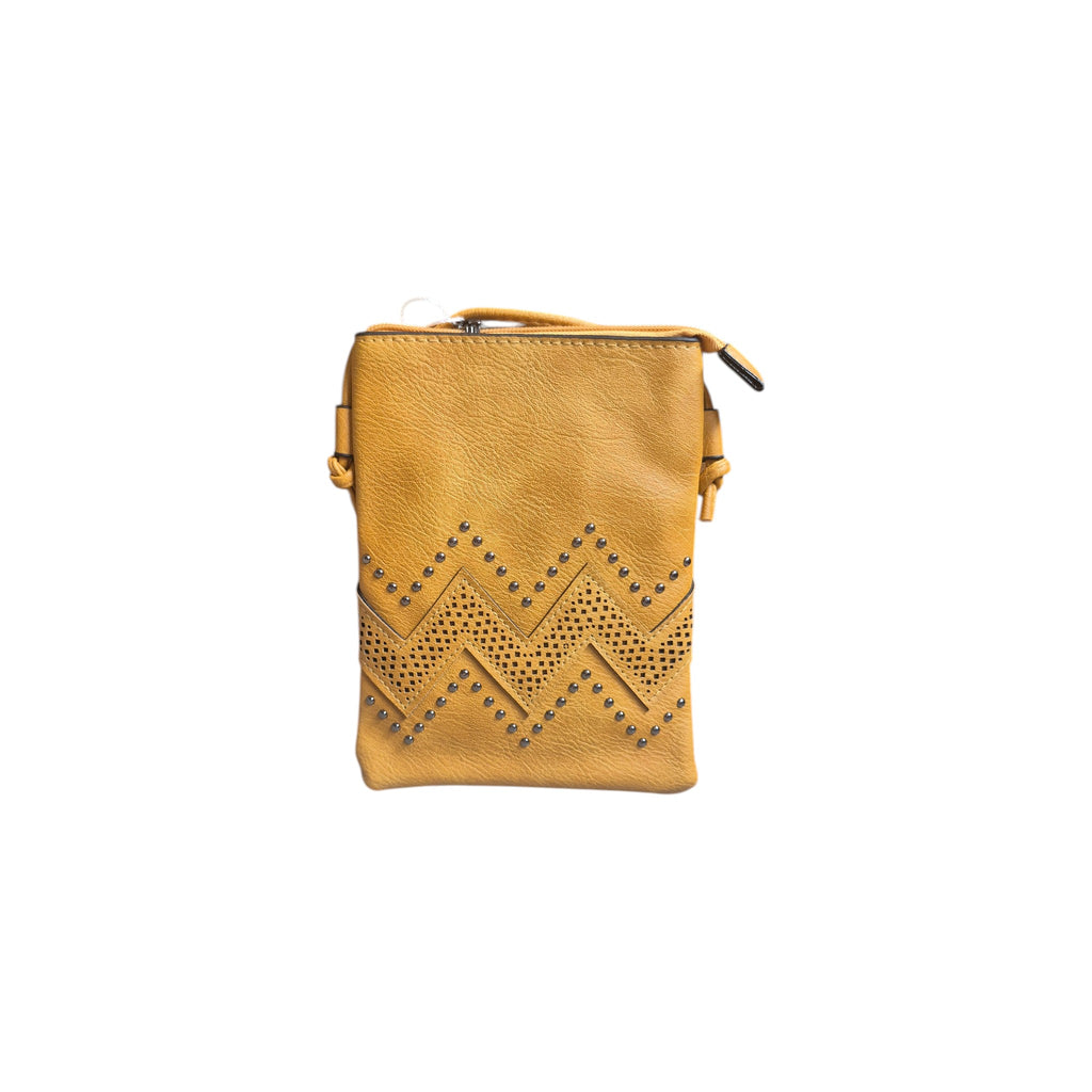 Loren Boyd Chevron Stud laser cut crossbody handbag with geometric design and adjustable strap, stylish accessory for everyday wear. nz