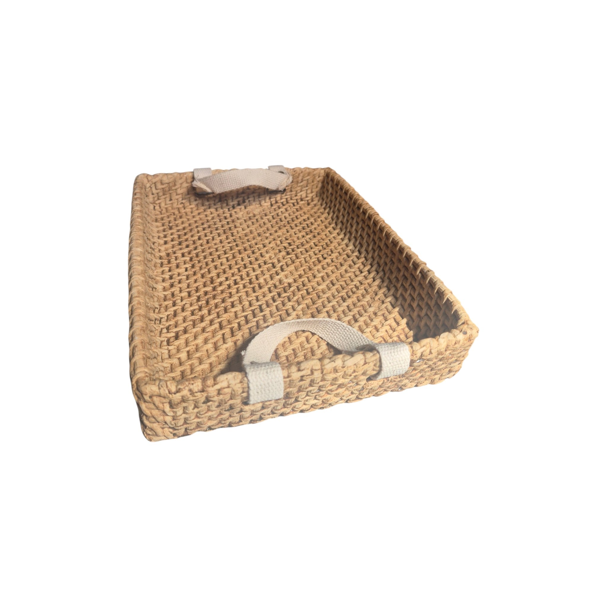Cement Woven Decorative Tray with Rope Handles nz home styled decor
