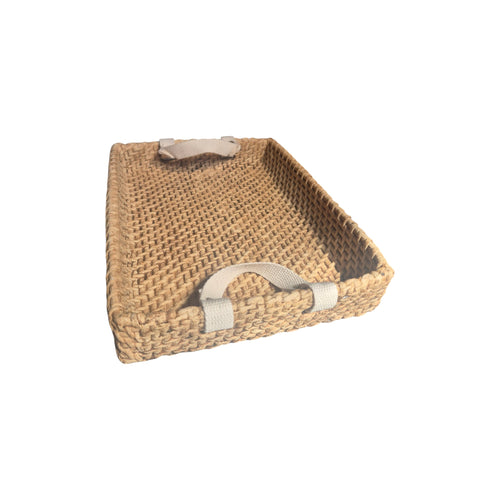 Cement Woven Decorative Tray with Rope Handles nz home styled decor