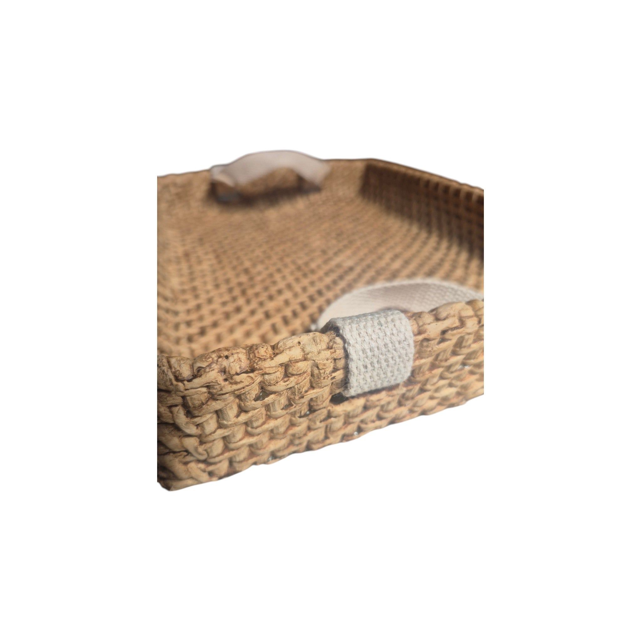 Cement Woven Decorative Tray with Rope Handles nz home styled decor