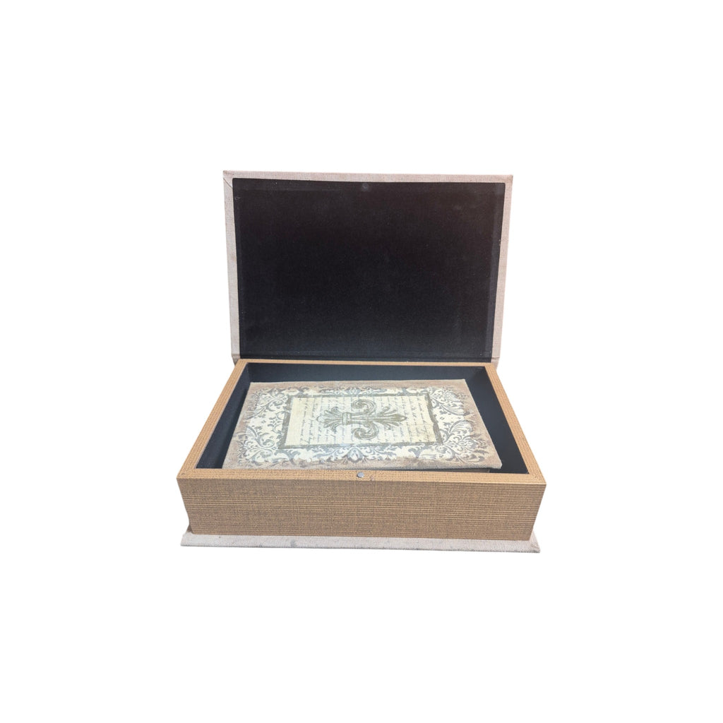 Fleur De Lys Set of 2 decorative Book Storage Boxes home style antique decor nz