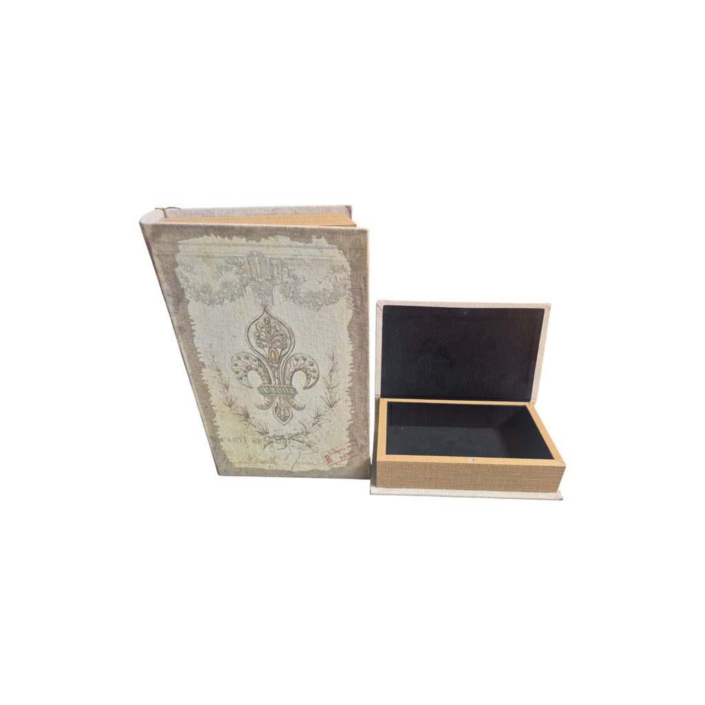 Fleur De Lys Set of 2 decorative Book Storage Boxes home style antique decor nz
