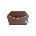 Shaped Storage Rattan Brown Basket 28x23cm Le Monde nz