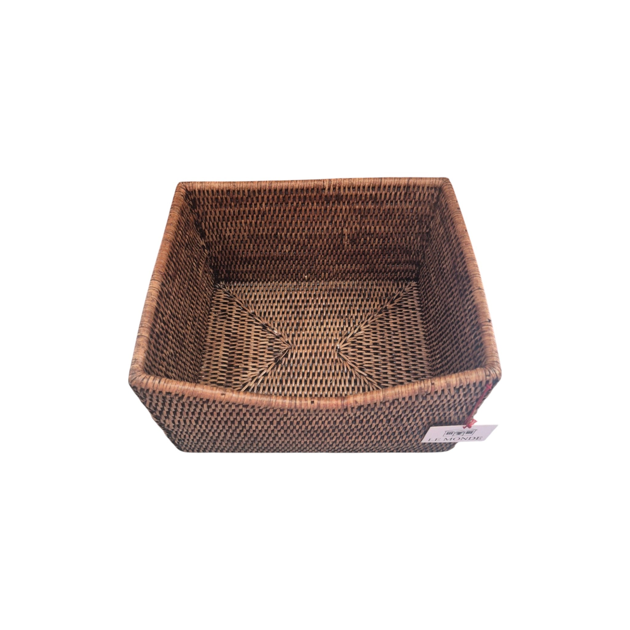 Shaped Storage Rattan Brown Basket 28x23cm Le Monde nz