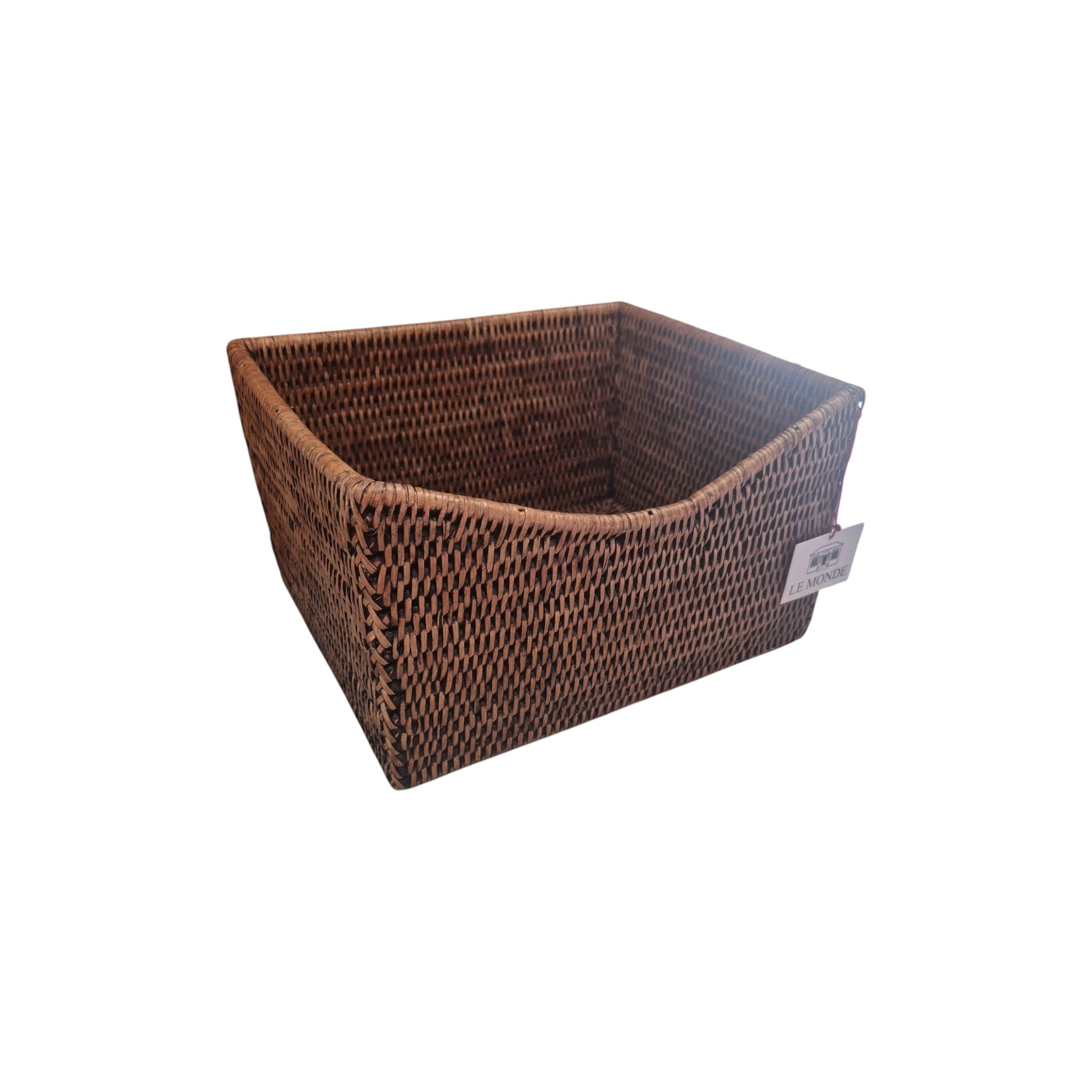 Shaped Storage Rattan Brown Basket 28x23cm Le Monde nz