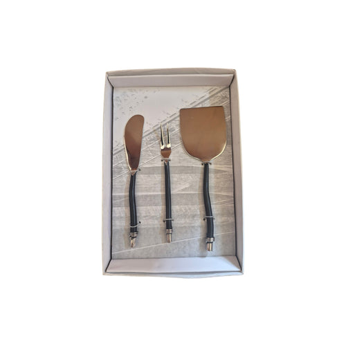 3-Piece Cheese Knife Set – Black & Stainless nz