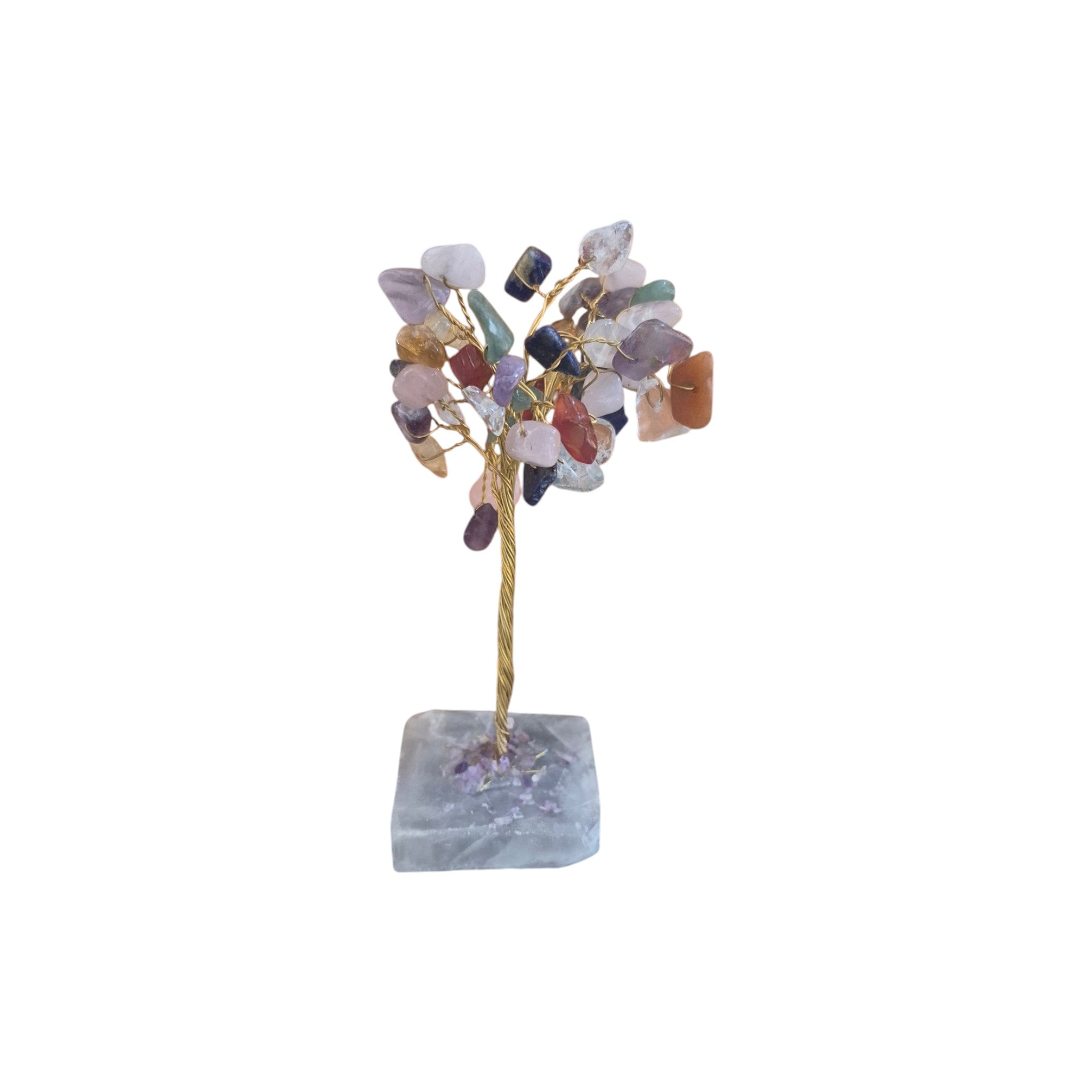 Loren Boyd Mix Crystal Tree made of assorted clear and colored crystals with intricate branch details, decorative crystal sculpture. nz