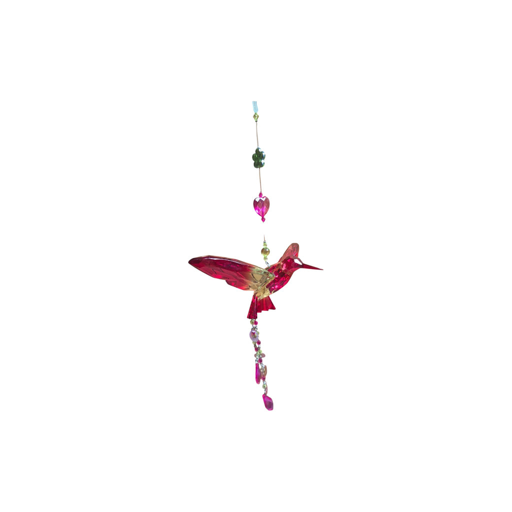 Hanging Hummingbird Suncatcher - Pink/Yellow nz