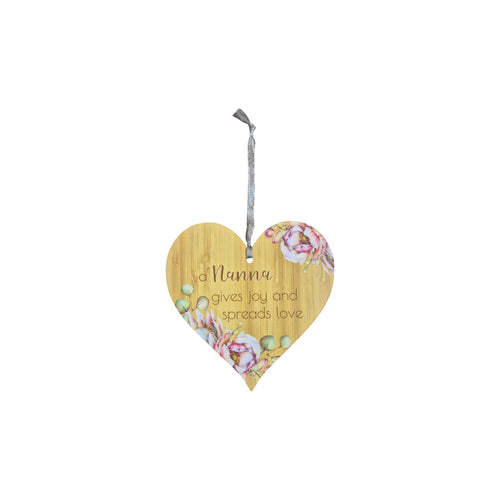 Loren Boyd Bunch of Joy Nanna hanging heart plaque, decorative wooden wall hanging with painted floral design and heartfelt message. nz