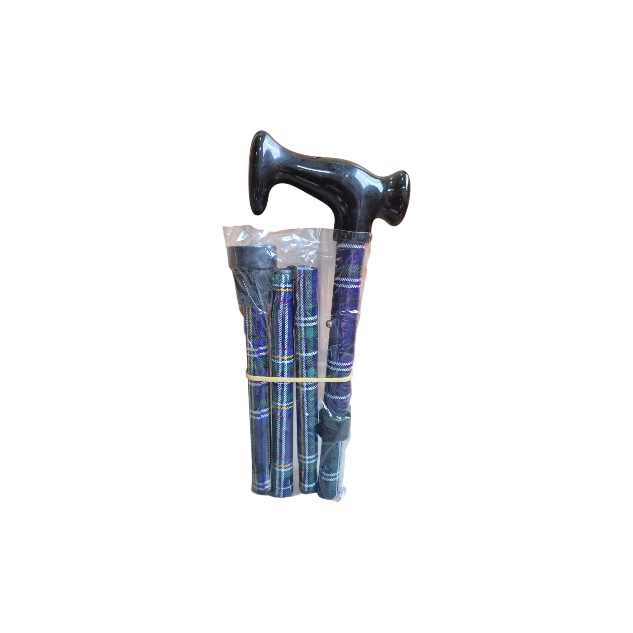Blue Tartan Folding Walking Stick Cane nz