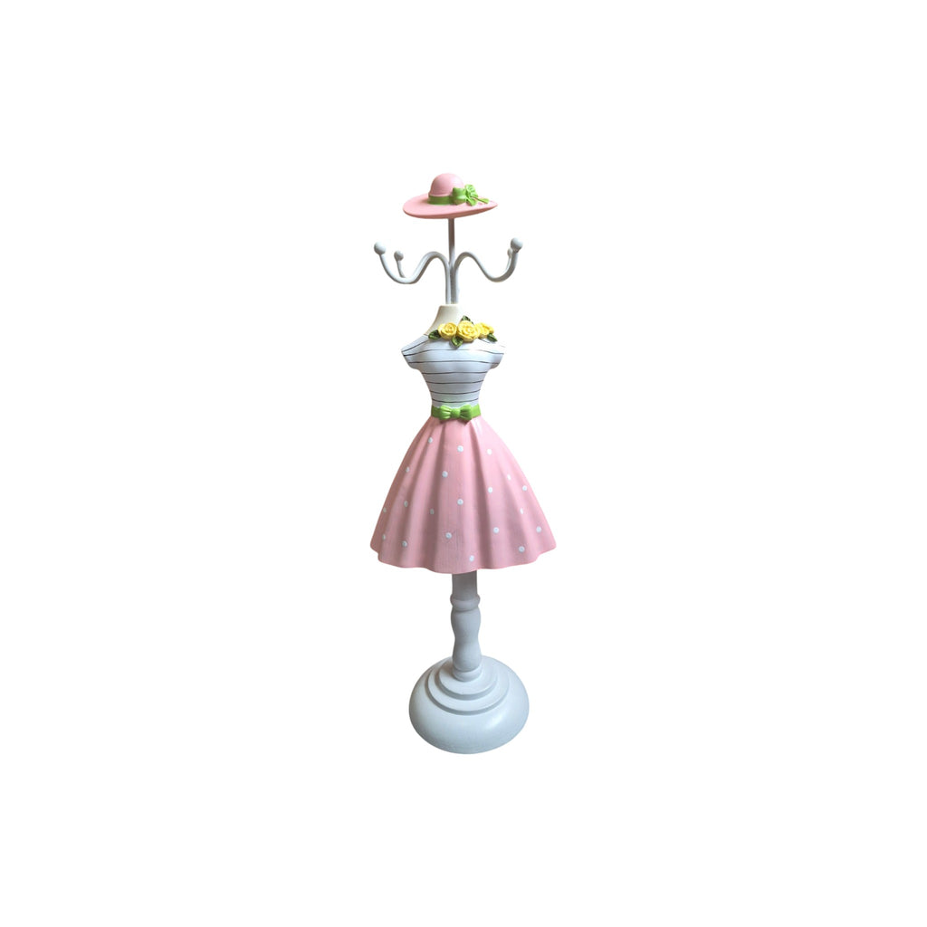 Pink Polka Dot Skirt Mannequin Jewellery Holder 31cm 4 hook nz