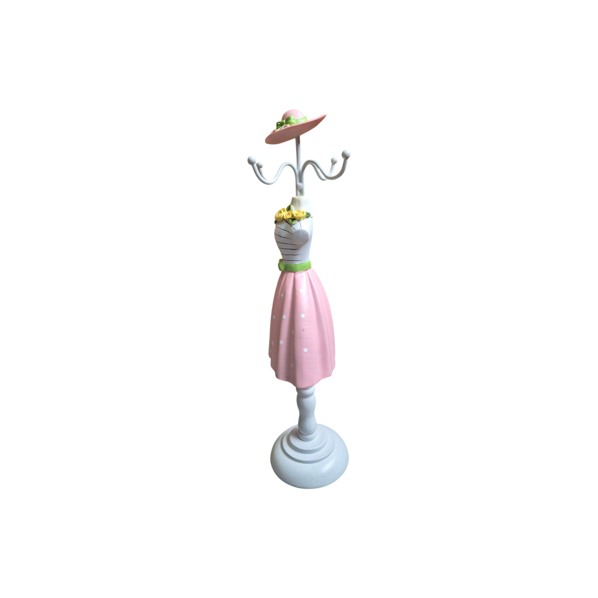 Pink Polka Dot Skirt Mannequin Jewellery Holder 31cm 4 hook nz