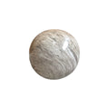 Ceramic decorative ball with taupe stripe design by Loren Boyd, showcasing a smooth, round shape and modern decorative style. nz