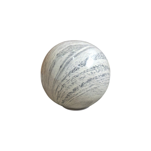 Cream marble ceramic decorative ball by Loren Boyd, featuring smooth, rounded design perfect for home decor accents. nz