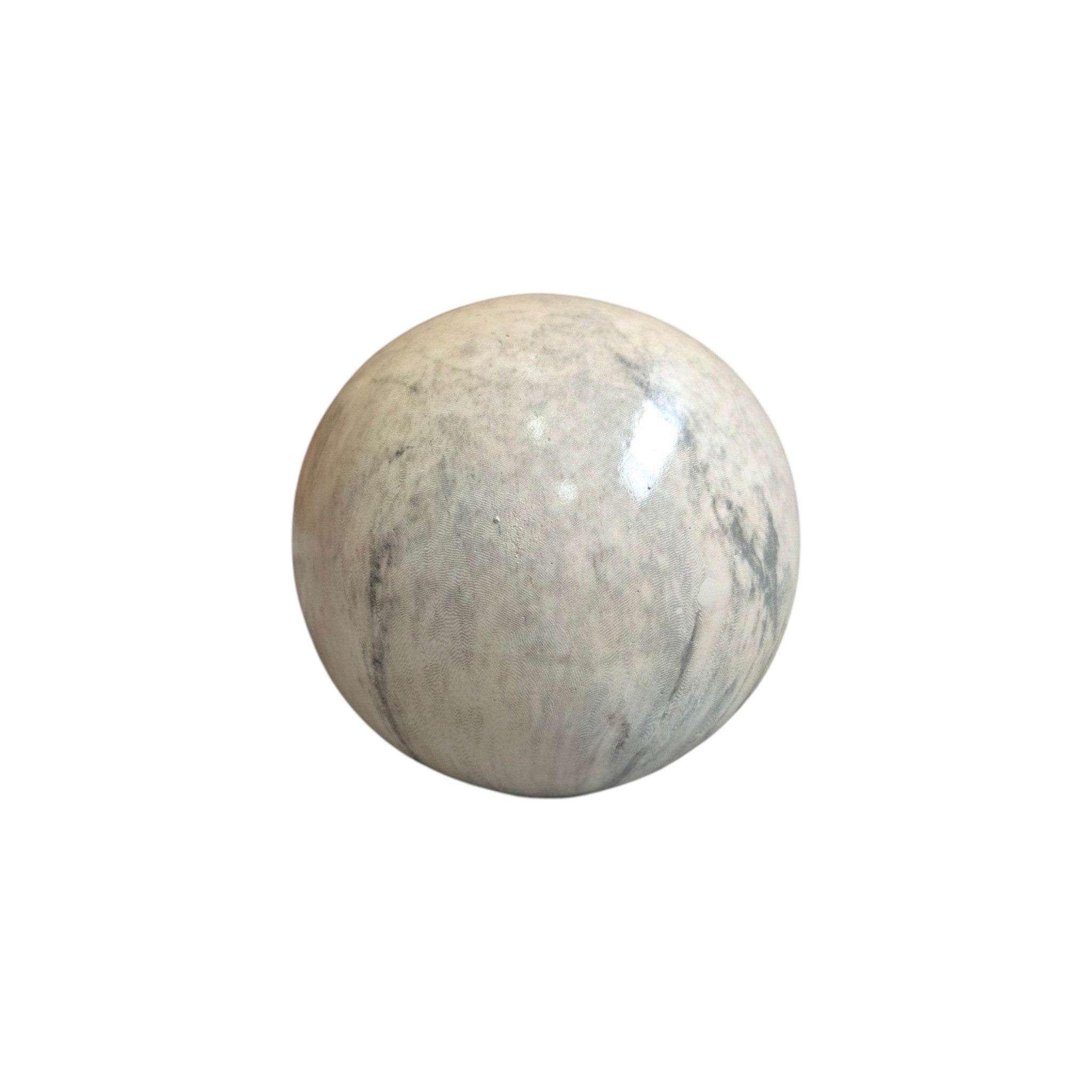 Slate grey ceramic decorative ball by Loren Boyd, showcasing a smooth, spherical design ideal for modern home decor. nz