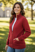 Koru Zip Jacket with Pockets & Crossover Back - Rata Red