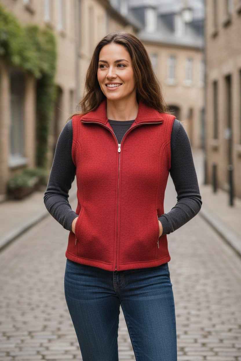 Koru Possum Merino Vest - Rata Red