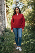 McDonald Possum Merino Yoke Neck Cable Jacket - Red