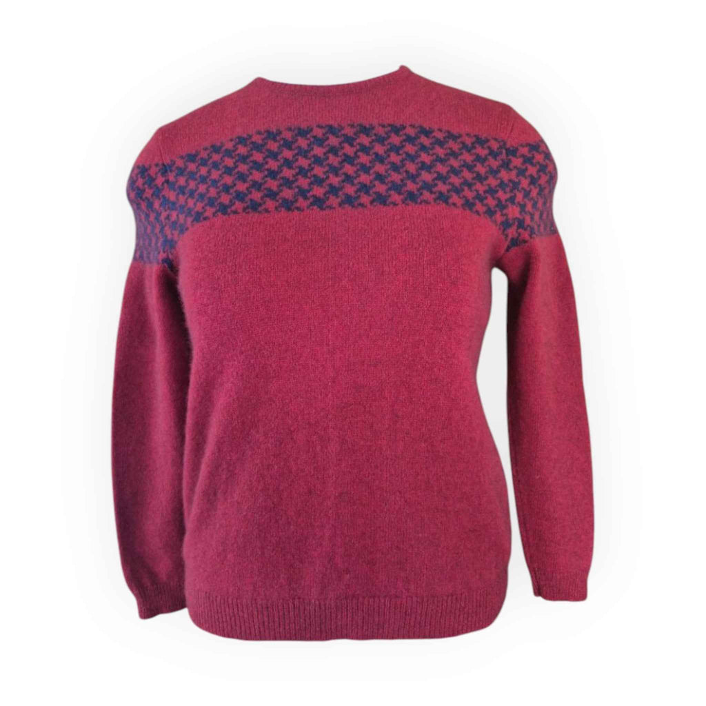 McDonald Ladies Houndstooth Crew Neck Jersey - Red/Navy