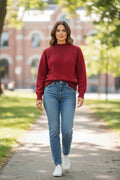 McDonald Ladies Yoke Neck Cable Jersey - Red
