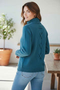 Koru Zip Jacket with Pockets & Crossover Back - Pacific