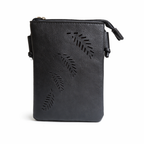 Loren Boyd faux leather crossbody handbag with laser-cut fern detail and adjustable strap, stylish and lightweight accessory. nz