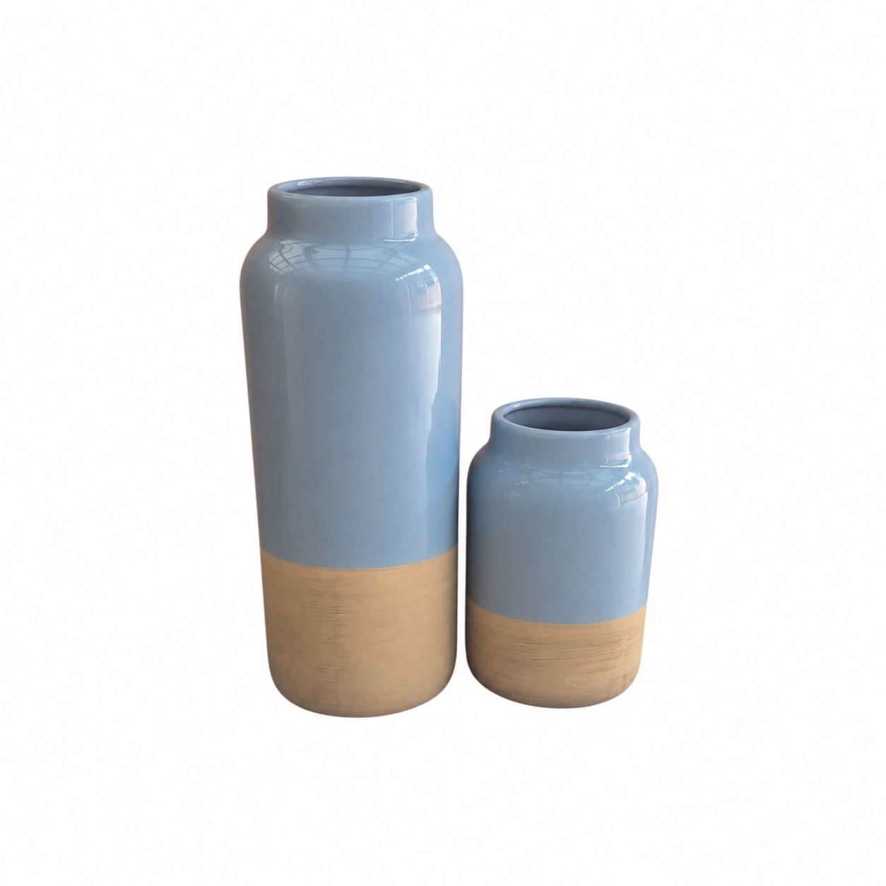 Tall Blue & Sandstone Vase Set of 2 nz