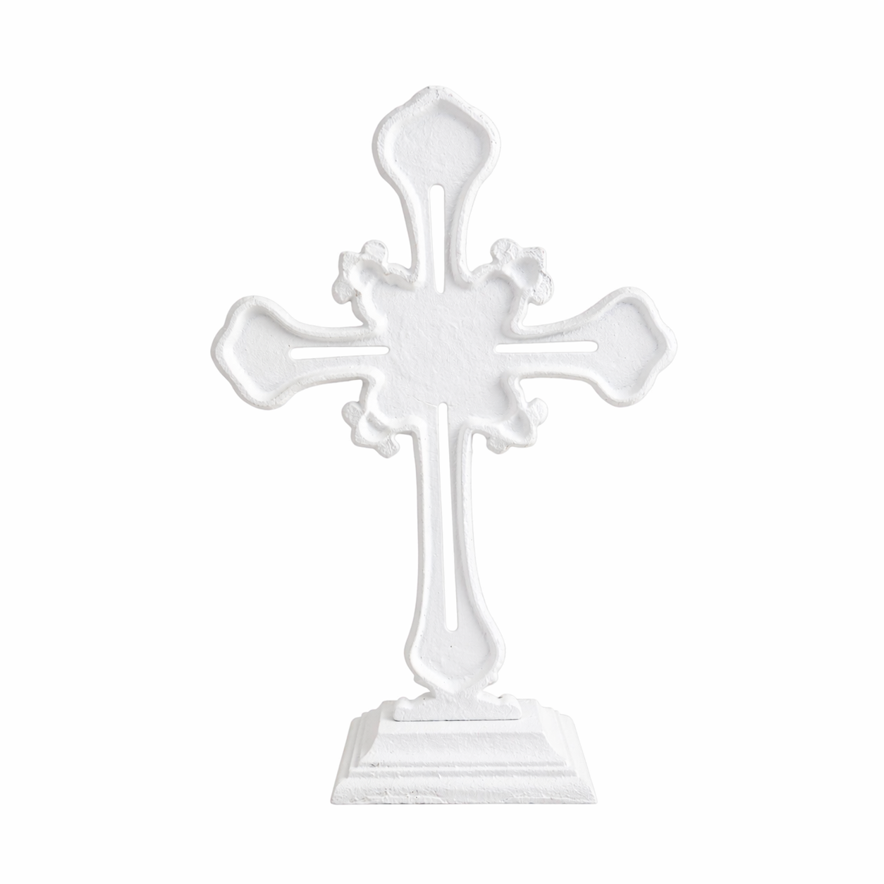 Large White Ornate Cross on Stand 35cm nz