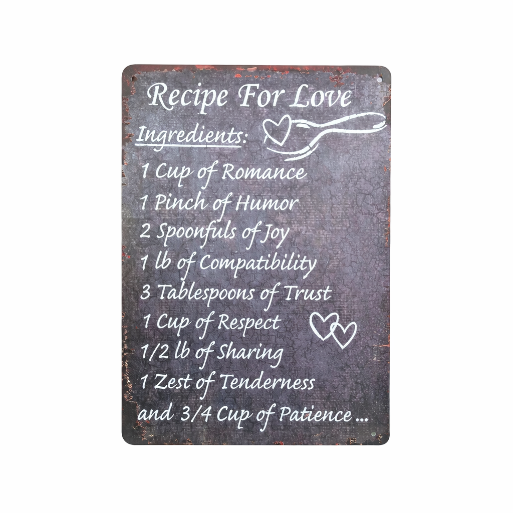 Recipe For Love Metal Sign nz