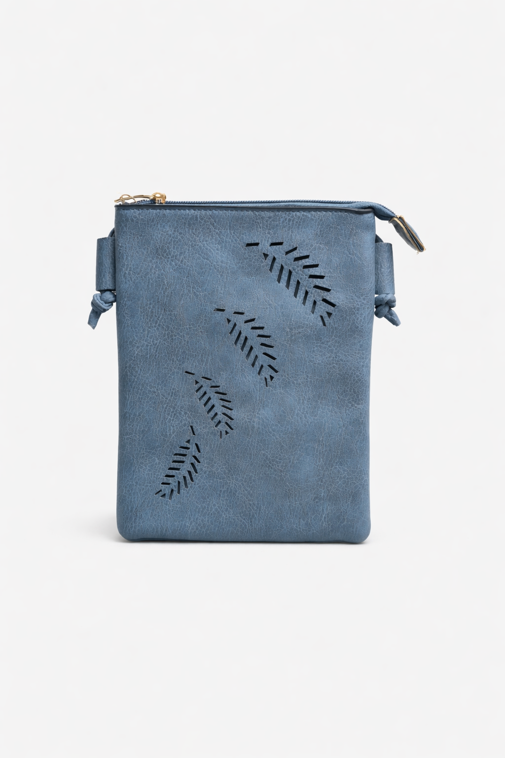 Loren Boyd faux leather crossbody handbag with laser-cut fern detail and adjustable strap. nz